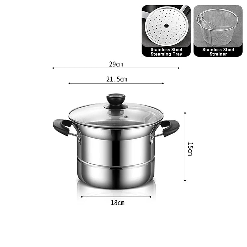 Stainless Steel Fryer Pot With Strainer Basket And Handle Portable Multi-functional Deep Frying Pot For French Fries Seafood