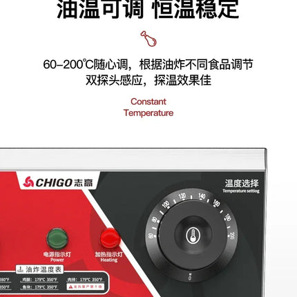 220V Professional Fryer Electric Cookware for Kitchen Deep French Fries Commercial Fryers Frying Oil Cooker Timer Arfrai AE