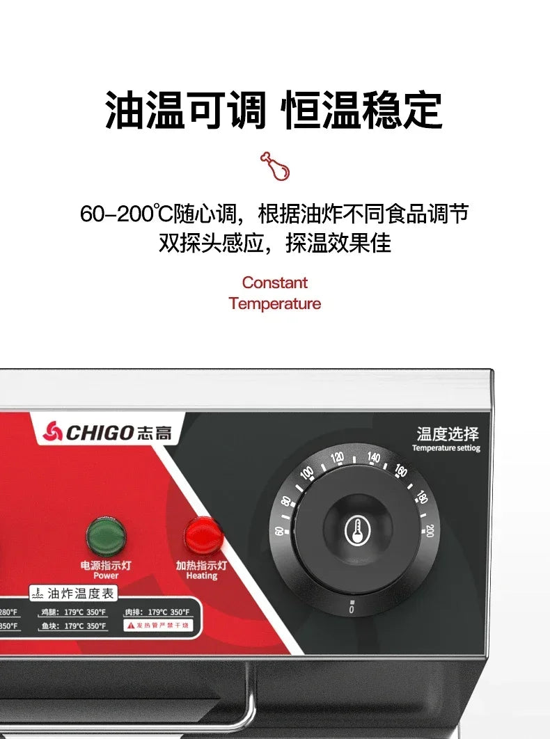 220V Professional Fryer Electric Cookware for Kitchen Deep French Fries Commercial Fryers Frying Oil Cooker Timer Arfrai AE