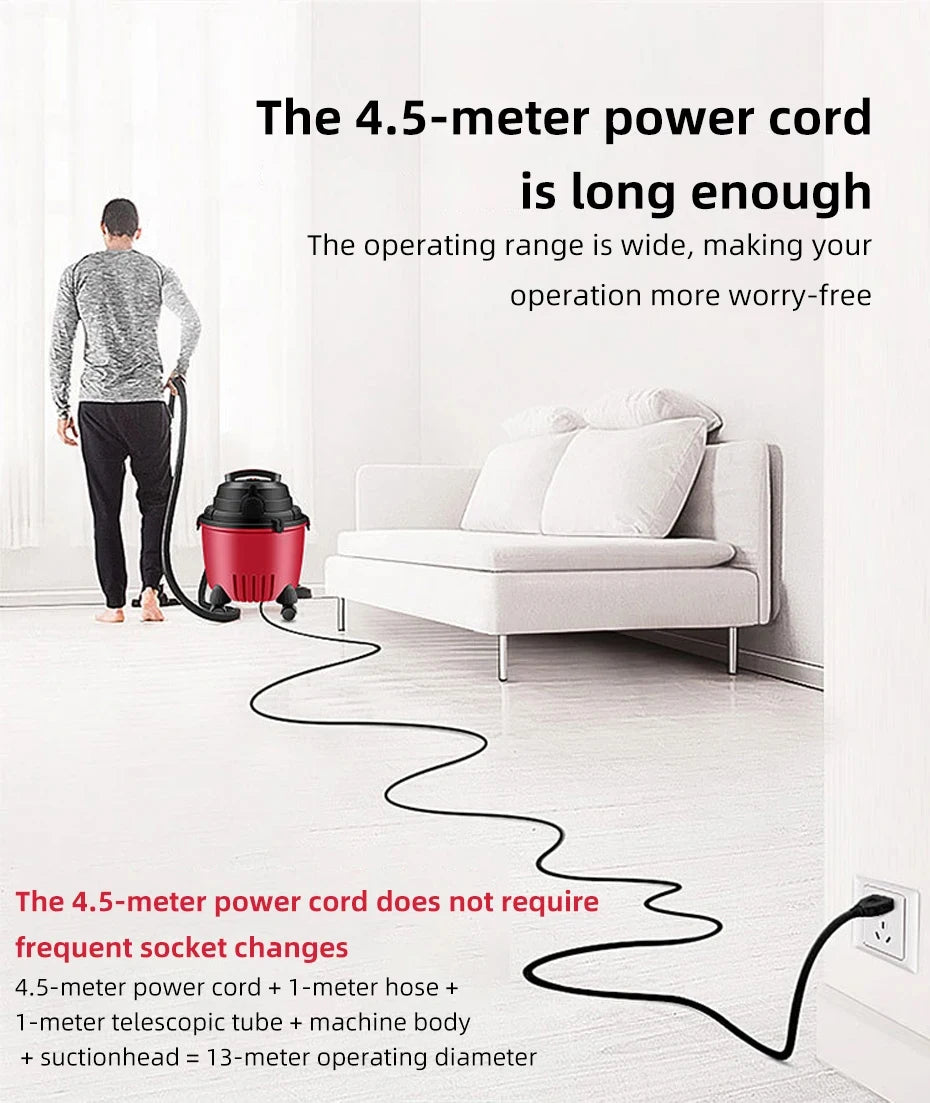 Multifunctional Vacuum Cleaner Handheld Bucket Vacuum Cleaner Dust Collector Strong Suction Wet And Dry Blowing Three-Purpose Va