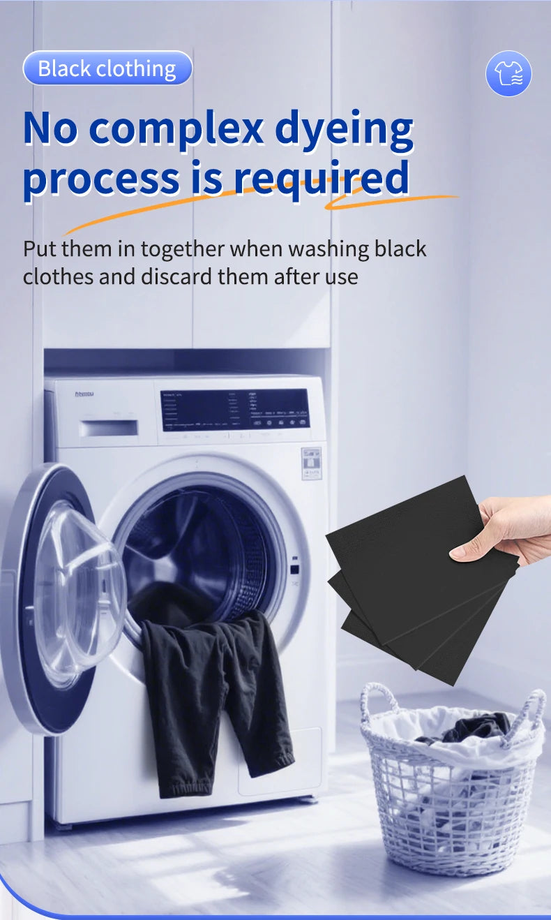 10pcs laundry black color enhancement sheet-non-woven fabric used for fading black clothes, supplementing color, improving color