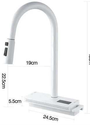 Waterfall Kitchen Faucet Temperature Display For Hot and Cold Water Pull Out Deck Mounted Sink Tap