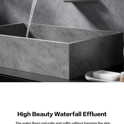 Robinet de salle de bain mural de luxe en laiton gris anthracite avec affichage numérique LED. Robinet de salle de bain monocommande avec eau chaude et froide intégrée.