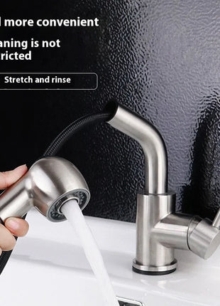 Modern Electric Faucet Brass Stainless Steel Pull-Out Wash Basin Hot Cold Water Basin Tap Touch Control for Household Bathroom
