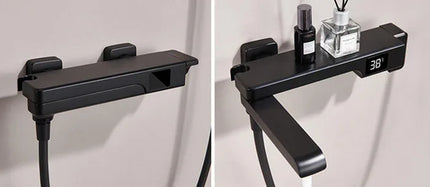 Robinet de baignoire en laiton, mitigeur de douche, robinet de salle de bain avec affichage numérique Crane et bec cascade.