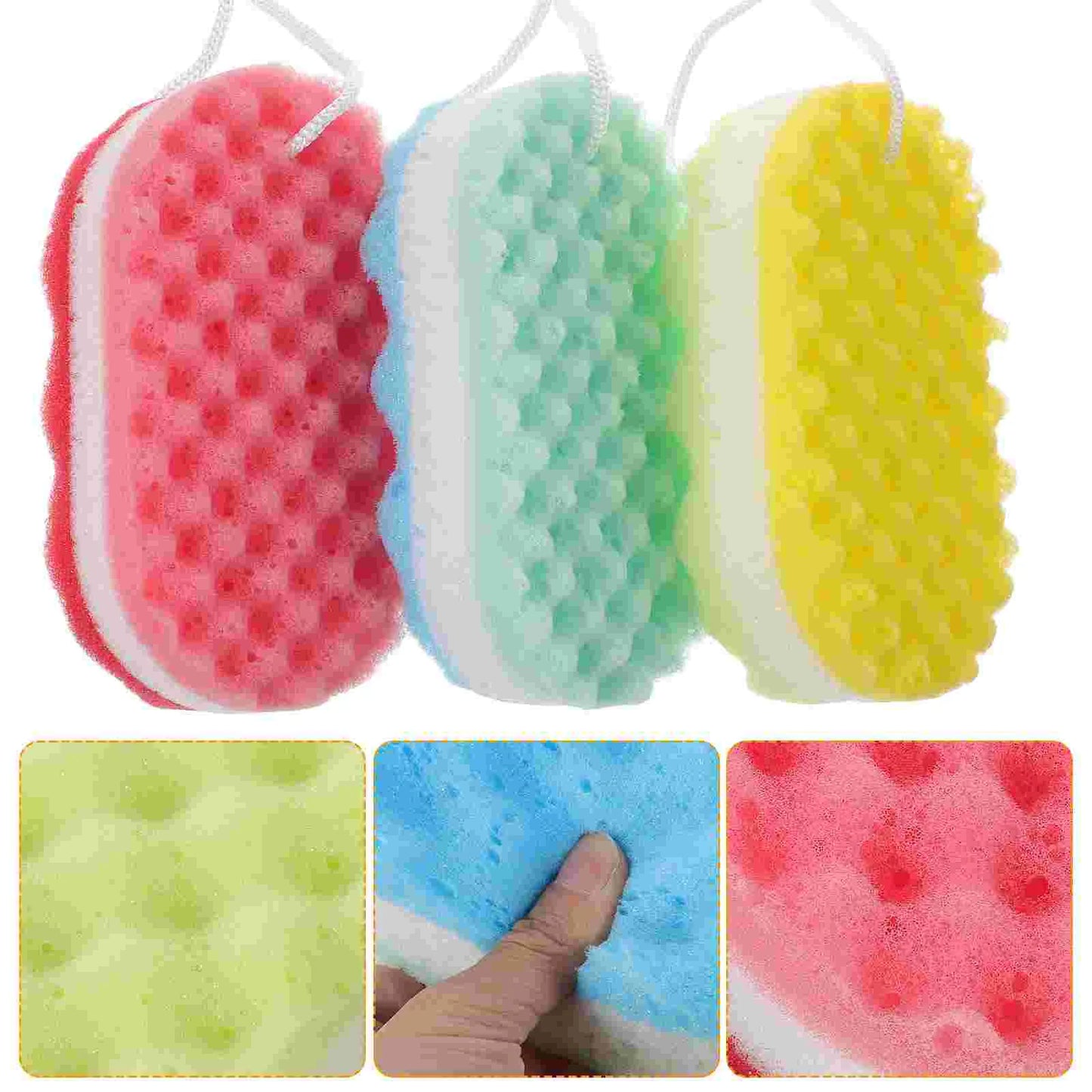 3 Pcs Oval Body Brush Child Bathtub Luffa Wipe Bathing Scrubbers Exfoliating Sponge