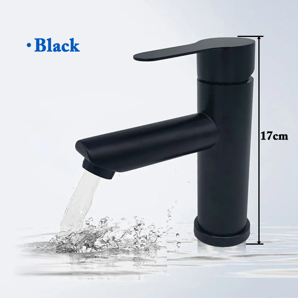 Basin Sink Bathroom Faucet Deck Mounted Hot Cold Water Basin Mixer Taps Matte Black Lavatory Sink Tap Crane（hose not  include）