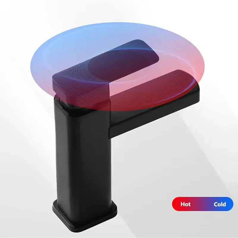 Bathroom Faucet Hot Cold Mixer Tap Deck Mounted Bathroom Basin Faucets Black Square Washbasin Sink Bathtub hot cold water Crane