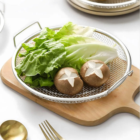 Kitchen Oil Filter Tray Stainless Steel Air Fryer Mesh Pan Draining Basket for Fried Food Cooking Net Strainer Colander