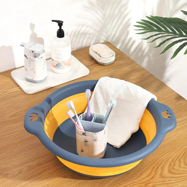 Portable Foldable Laundry Basin Plastic Travel Folding Wash Basin Safe Durable Foldable Wash Basin Bathroom Household Supplies - E-menage
