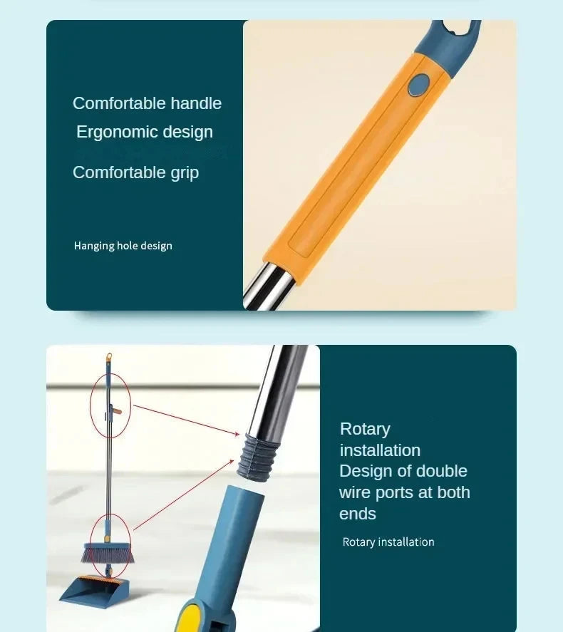 UNTIOR 1 Piece Foldable Broom & Dustpan Set Household Sweeping Tool 180° Rotating Small For Hair Garbage Cleaning Home