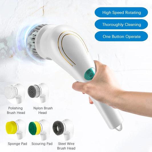 Five in One Multifunctional Electric Cleaning Brush for Bathroom Washing and Kitchen Cleaning Tools