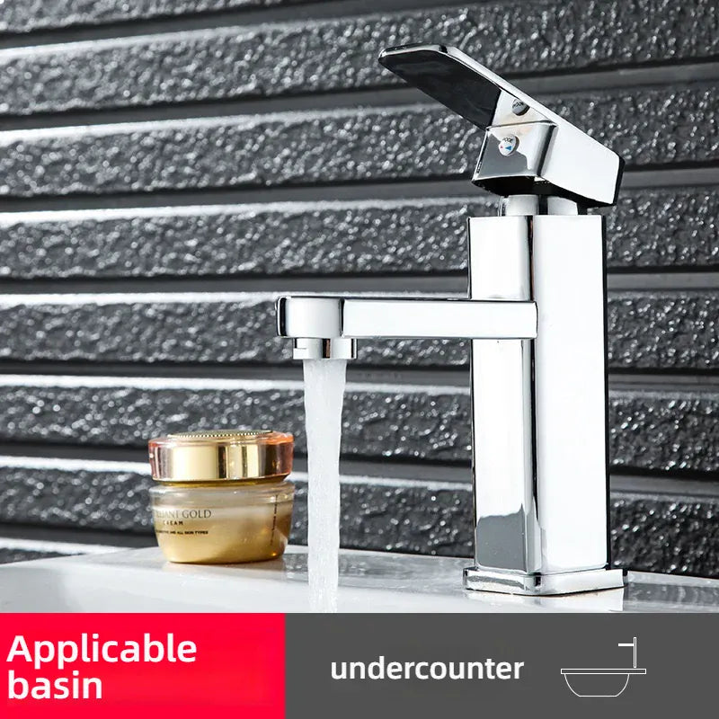 Bathroom Faucet Hot Cold Mixer Tap Deck Mounted Bathroom Basin Faucets Black Square Washbasin Sink Bathtub hot cold water Crane