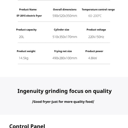 Commercial Electric Fryer - Single Cylinder Large Capacity Fryer for French Fries and Dough Sticks