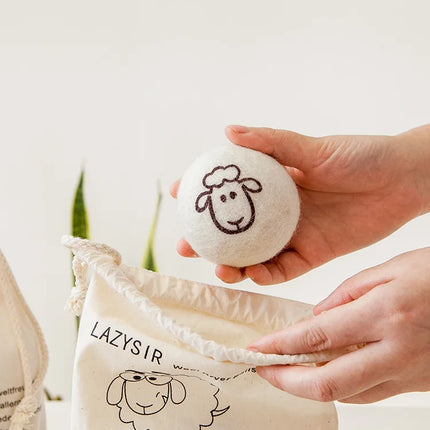 Boules de séchage en laine 7 cm, réutilisables, adoucissantes pour le linge