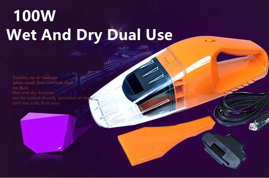 12V Car Vacuum Cleaner Portable 100W Handheld Portable Car Mounted Vacuum Cleaner Super SuctionWet AndDryDualUseCar Home Cleaner
