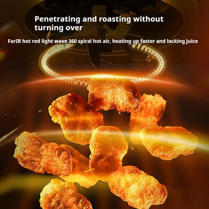 Friteuse à air chaud 1200 W avec panier en verre transparent - Four multifonction sans retournement, poignée isolante, 8 modes de cuisson, usage domestique