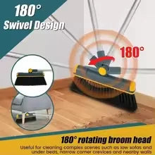 Broom and dust tray set with long handles, upright, perfect for indoor and outdoor garage kitchen room office lobby