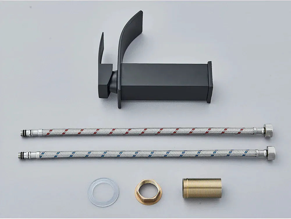 Brushed Golden Basin Faucets Elegant Waterfall Bathroom Sink Faucet Single Lever Hole Deck Mount Brass  Mixer Taps