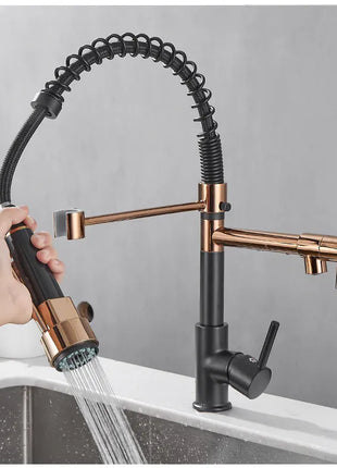 GEGVE Kitchen Faucets Removable taps Brush Brass faucet Water hydrant robinet for kitchen accessories Pull Out Spout Hot Cold
