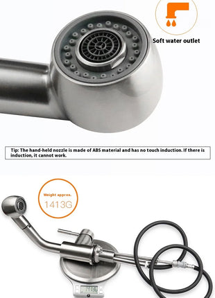 Modern Electric Faucet Brass Stainless Steel Pull-Out Wash Basin Hot Cold Water Basin Tap Touch Control for Household Bathroom