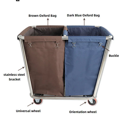Restaurant Large Capacity Wet and Dry Linen Trolleys for Hospital With Wheels Hotel Trolley Dirty Laundry Basket Cart - E-menage
