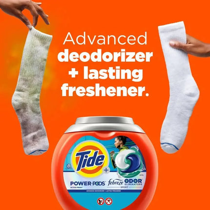 Powerful 4-in-1 Laundry Detergent Pods with Febreze Odor Eliminators Tough Stain and Odor Fighting Formula Active Fresh Scent 45
