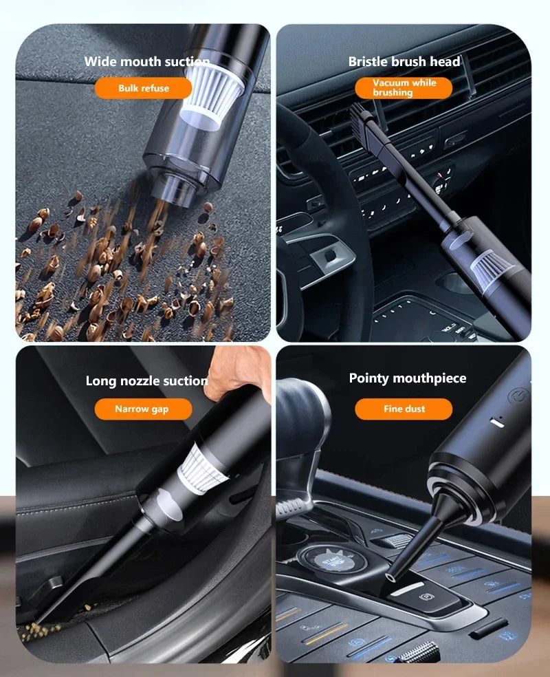 2025 New Wireless Car Vacuum Cleaner, 4-in-1 Handheld Portable Blower Wet&Dry Strong Suction for Home Car Cleaning Accessories