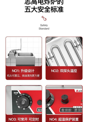 220V Fryer Electric Cookware for Kitchen Deep French Fries Commercial Fryers Frying Oil Cooker Timer Arfrai 10L Ar AF