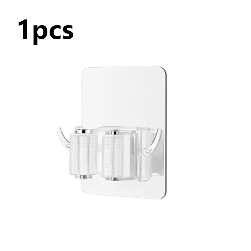 1/2pcs Broom Holder Self Adhesive Clear Broom Holder Broom Mop Organizer Wall Hanging Mop Broom Holder Wall Mount Broom