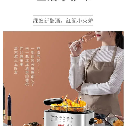 Friteuse multifonctionnelle domestique, petite friteuse électrique, mini friteuse à poulet frit économe en huile, température constante