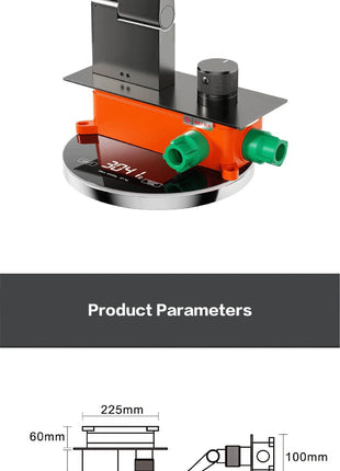 Luxury gun gray brass wall mounted bathroom faucet with LED digital display Single handle hot & cold water embedded bathroom Tap