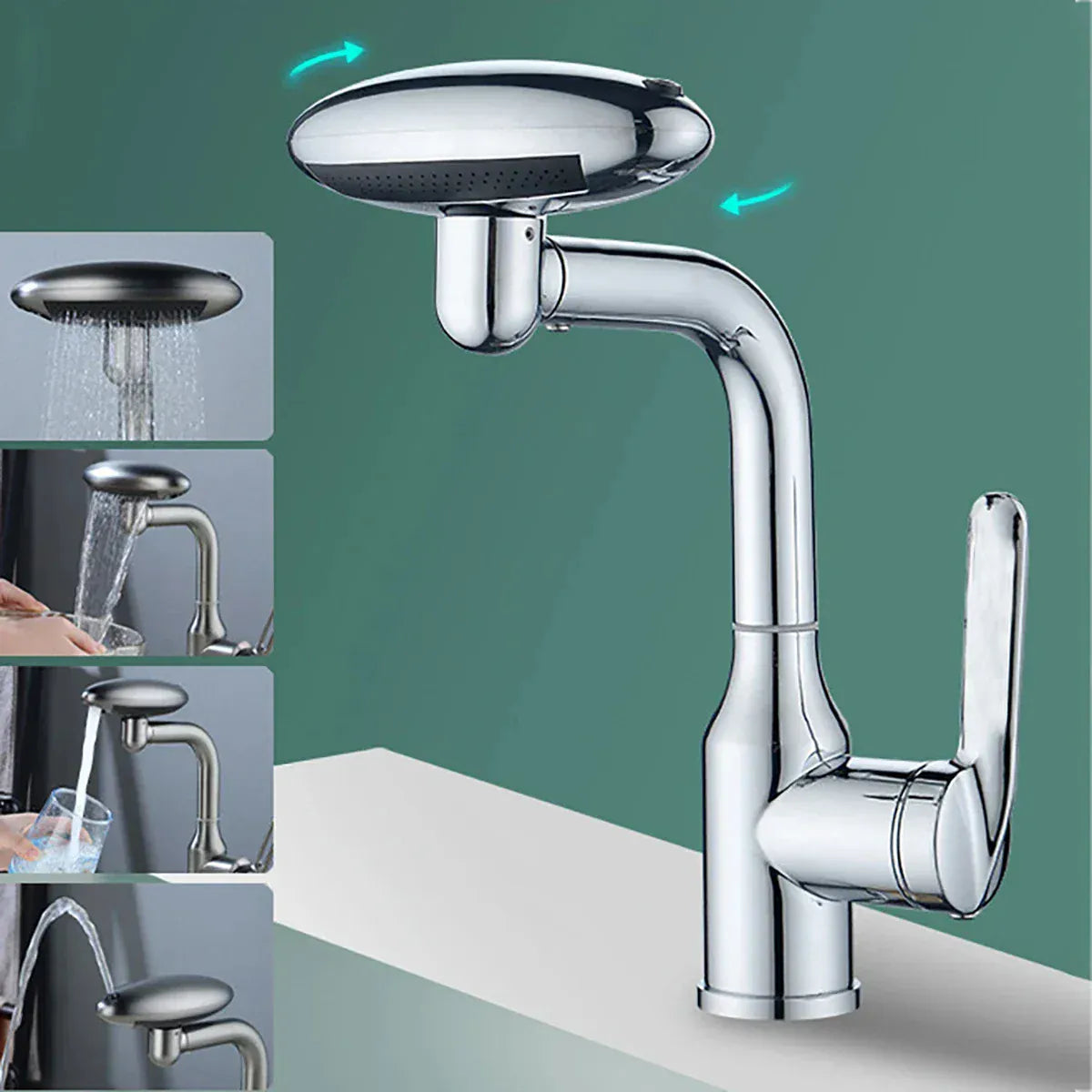 Multi Functional Waterfall Basin Faucet 4 Water Outlet Mode Spray Faucet 360°Rotation,Hot Cold Water Sink Mixer Tap For Bathroom
