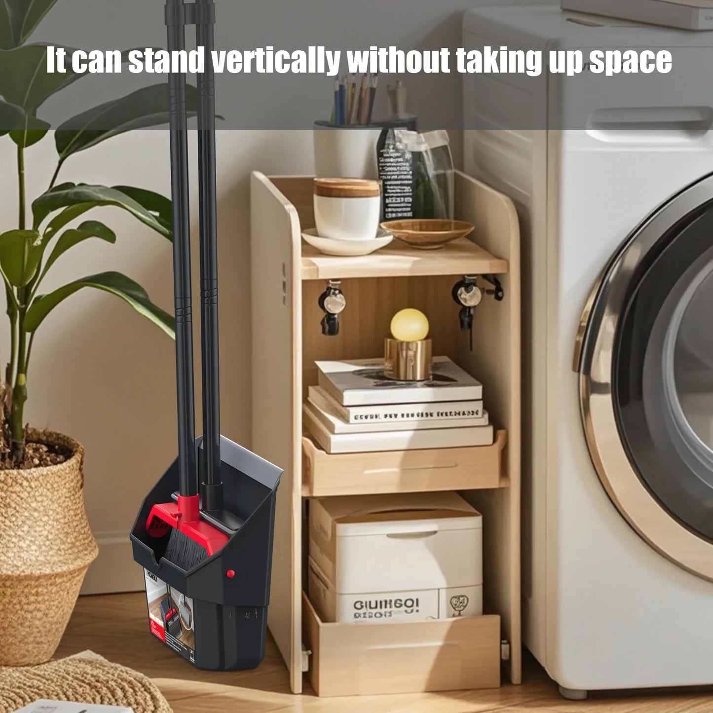 Household Broom and Dustpan set-Combination with Long Handle Foldable Duatpan and Floor Brush