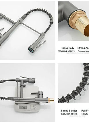 GEGVE Kitchen Faucets Removable taps Brush Brass faucet Water hydrant robinet for kitchen accessories Pull Out Spout Hot Cold