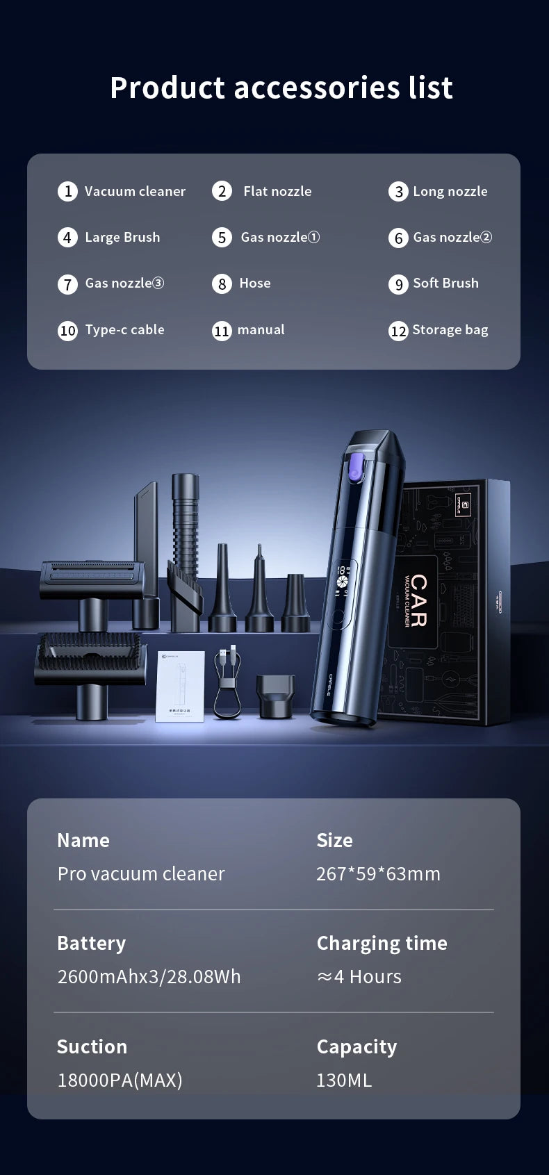 Cafele 15000Pa Wireless Vacuum Cleaner Portable Air Pump Vacuum Sealer Powerful Air Blower 4-in-1 For Car Home Office PC Clean