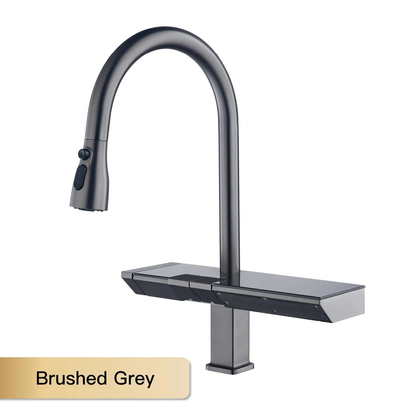 AITANA Luxury Chrome Brass Kitchen Faucet with Digital Display Design, Hot and Cold Water Pull out 3-Function Sink Mixer