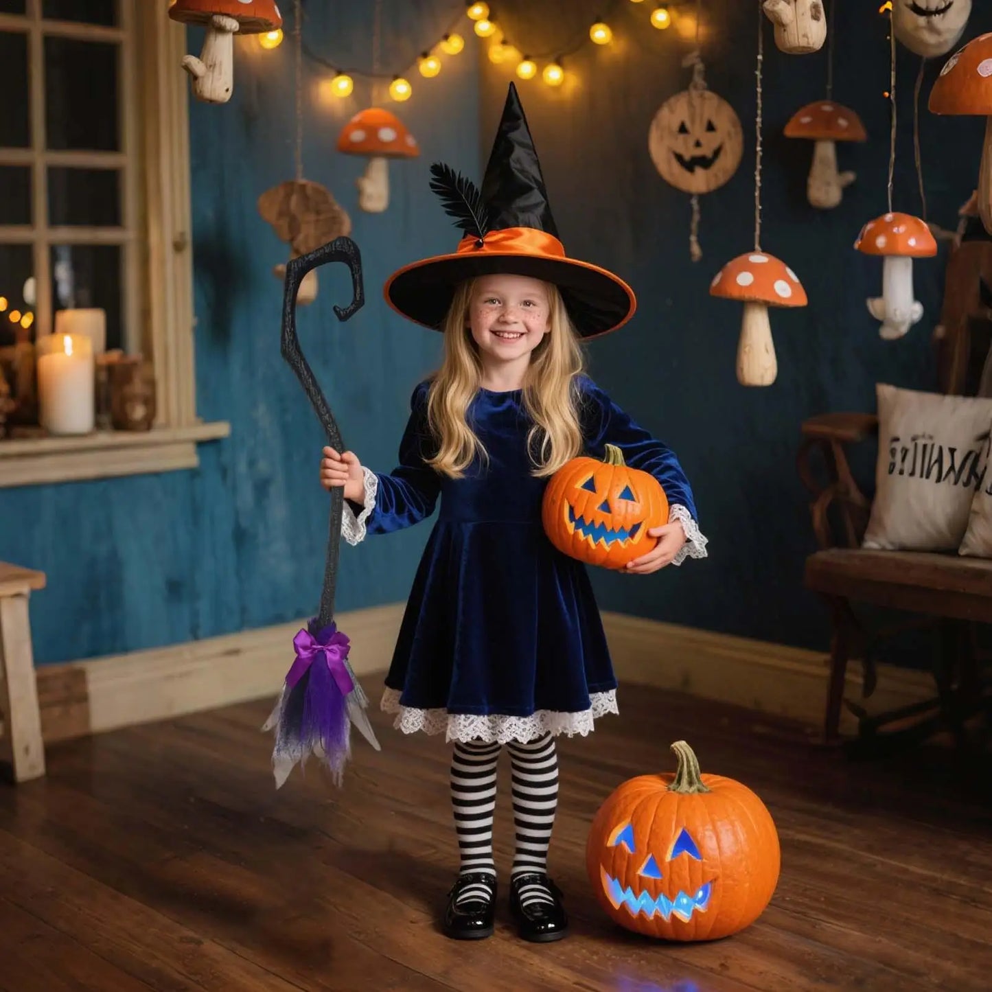 2025 Halloween Witch Broom With Ribbon Portable Witch Broomsticks Broom Props Decorations For Front Door Outside Yard