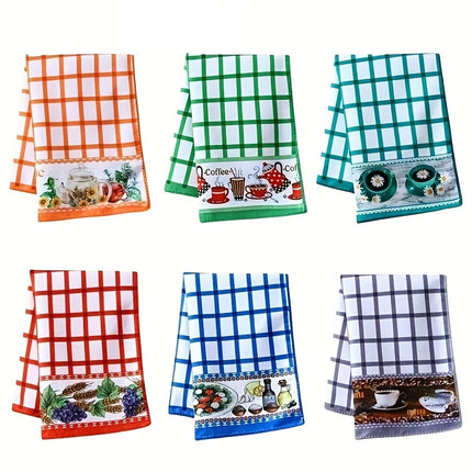 Lot de 6 torchons de cuisine absorbants imprimés, essuie-mains