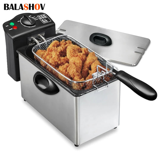2000W Electric Deep Fryers Oil Oven Adjustable Thermostat Fried Chicken Grill French 4L Fries Frying Machine Heating Cooker