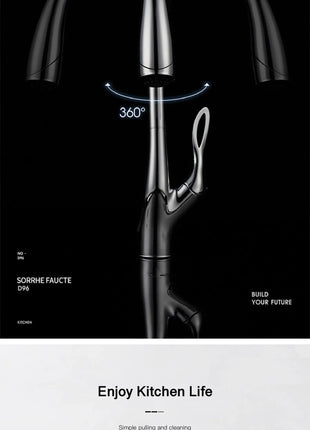 AITANA Modern Luxury Golden Brass Kitchen Faucet Pull-Out Design Single Handle for Hot And Cold Water 3 Functions Sink Faucet