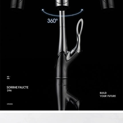 Robinet de cuisine moderne et luxueux AITANA en laiton doré, à douchette extractible et poignée unique pour eau chaude et froide, 3 fonctions.