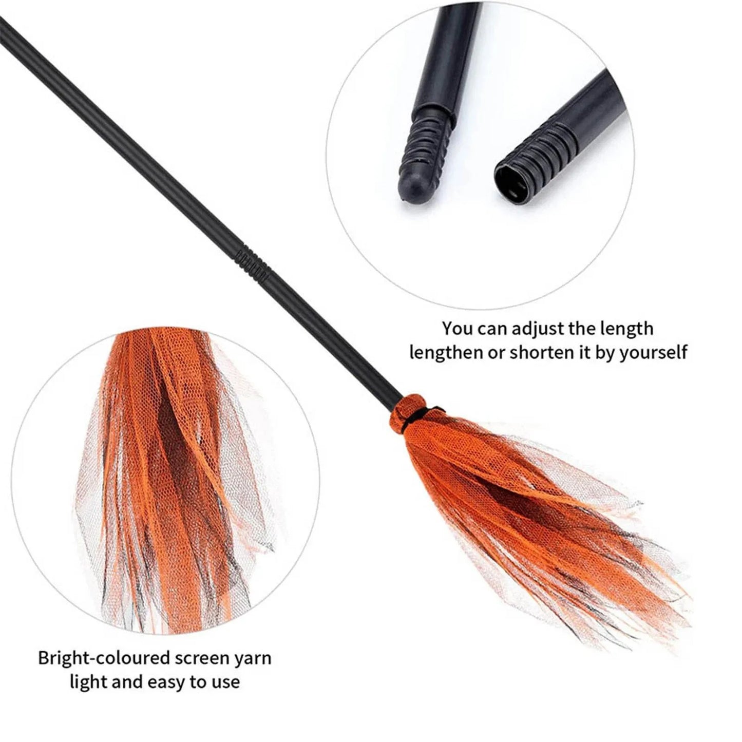 ‌Witch Flying Broomstick Cosplay Prop Halloween Party Accessory Magic Broom Ride Fantasy Costume Decor for Wizards