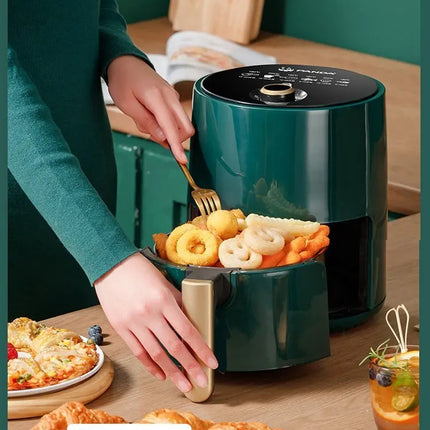 Friteuse à air chaud domestique sans huile et sans fumée, automatique, grande capacité, intelligente et multifonctionnelle