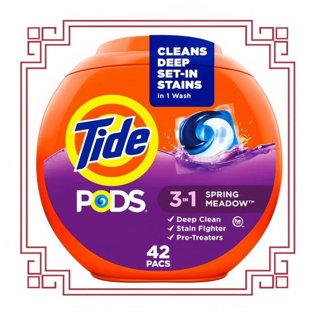Lessive en Capsules Tide Pods 3 en 1 – Détachant, Désodorisant &amp; Protecteur de Couleurs | 42 Capsules, Nettoyage en Profondeur, Parfum Prairie