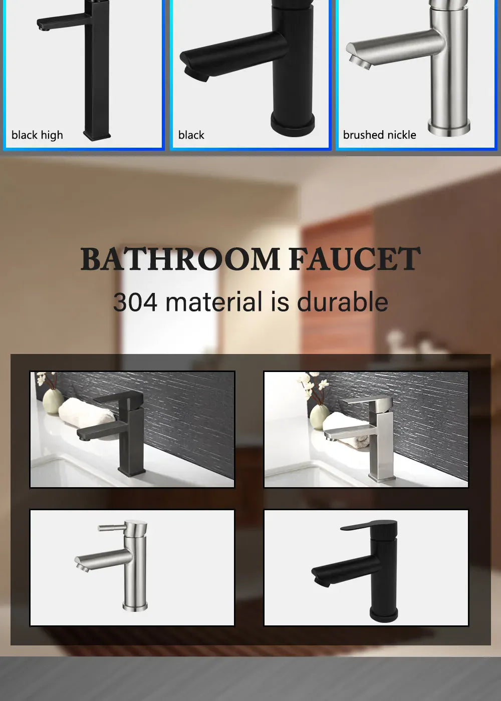Basin Sink Bathroom Faucet Deck Mounted Hot Cold Water Basin Mixer Taps Matte Black Lavatory Sink Tap Crane（hose not  include）