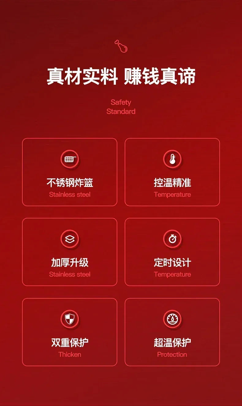 220V Fryer Electric Cookware for Kitchen Deep French Fries Commercial Fryers Frying Oil Cooker Timer Arfrai 10L Ar AF