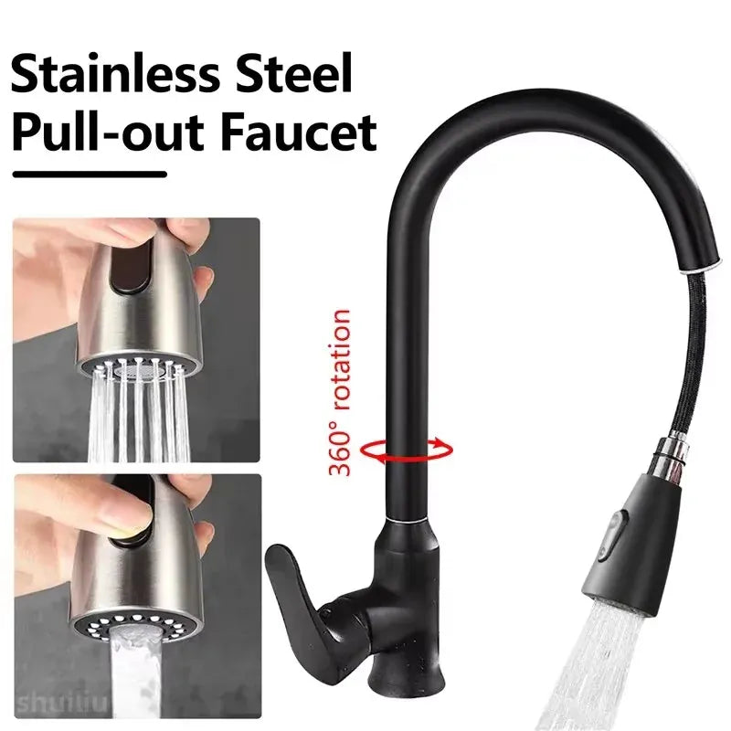 2025 NEW Kitchen Vegetable Wash Tank Stainless Steel Basin Sink Rotatable Hot  Cold Pull-Out Extendable Faucet Vegetable Wash