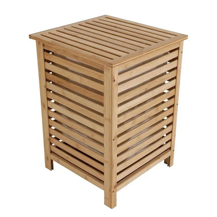 Household Washing Room Dirty Clothes Storage Bamboo Hamper Laundry Basket with Lids - E-menage