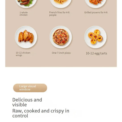 Friteuse à air chaud multifonctionnelle de grande capacité pour la maison, avec écran tactile et affichage visuel.